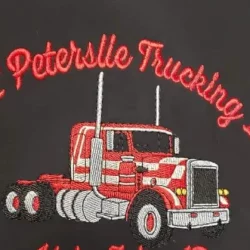 Red embroidered truck